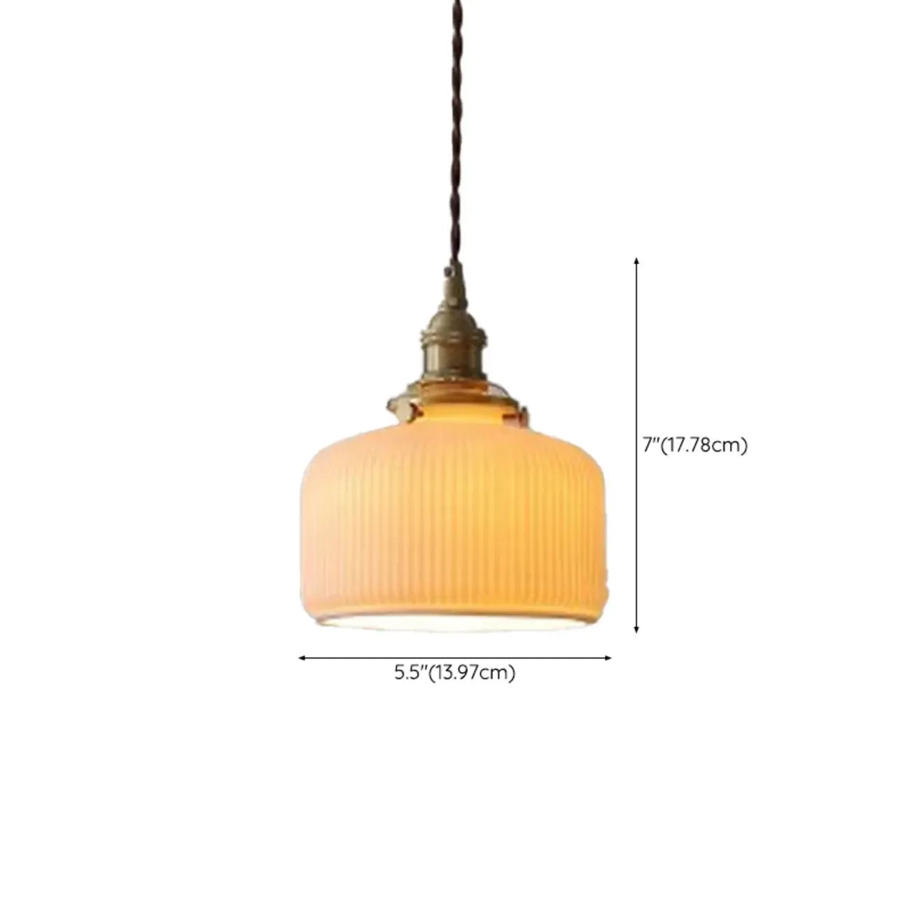 Lampe suspendue conique plissée élégante et classique en céramique pour salon