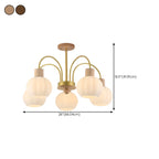 Lustre en verre blanc avec arche dorée, accents de bois et sphère en verre blanc