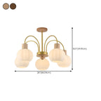 Lustre en verre blanc avec arche dorée, accents de bois et sphère en verre blanc
