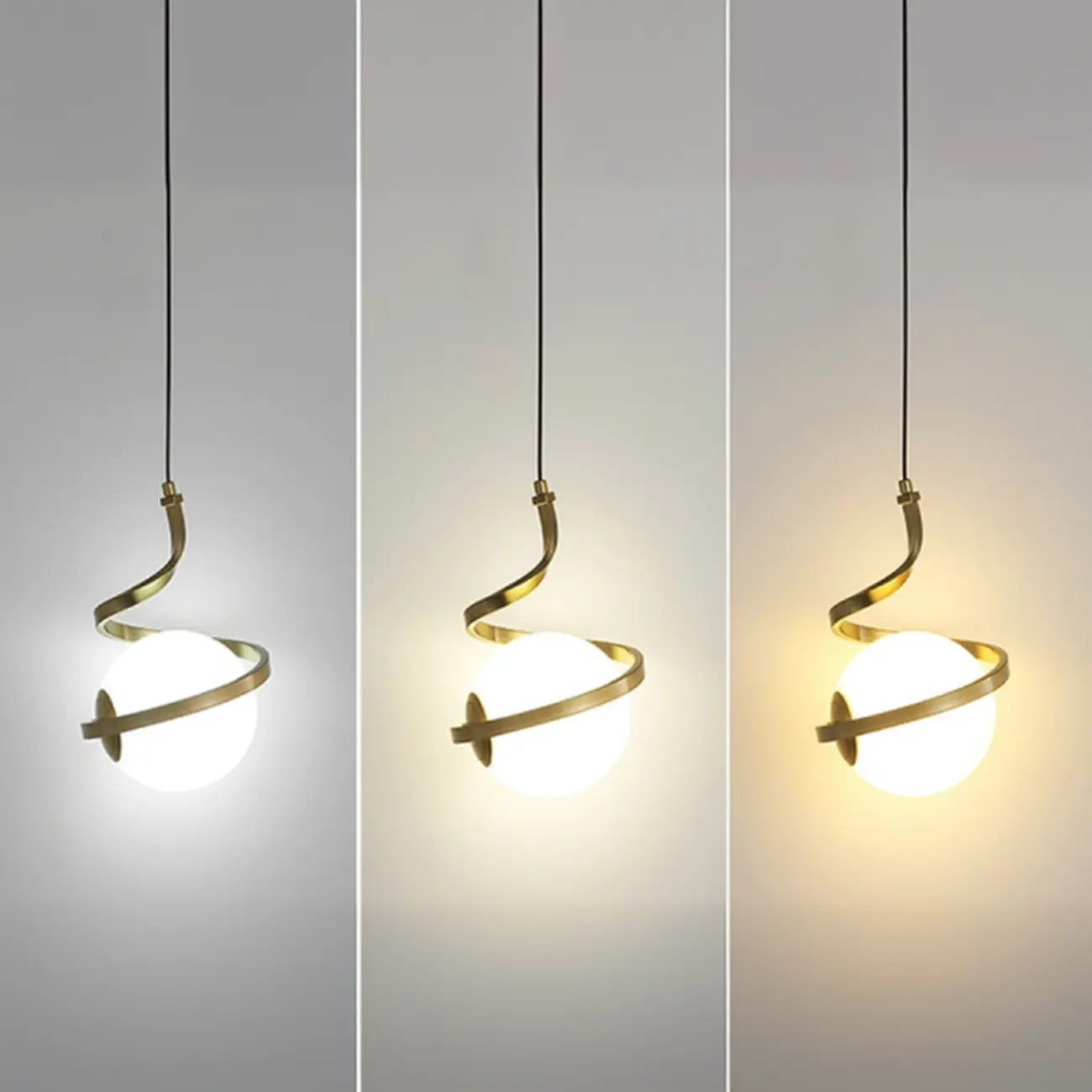 Suspension design blanche boule avec structure métallique linéaire pour chevet