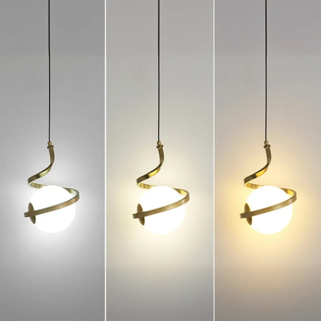 Suspension design blanche boule avec structure métallique linéaire pour chevet