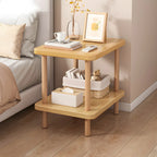 Table de chevet ronde contemporaine en bois avec étagère