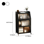 Table de chevet moderne en métal noir avec portes en verre transparent