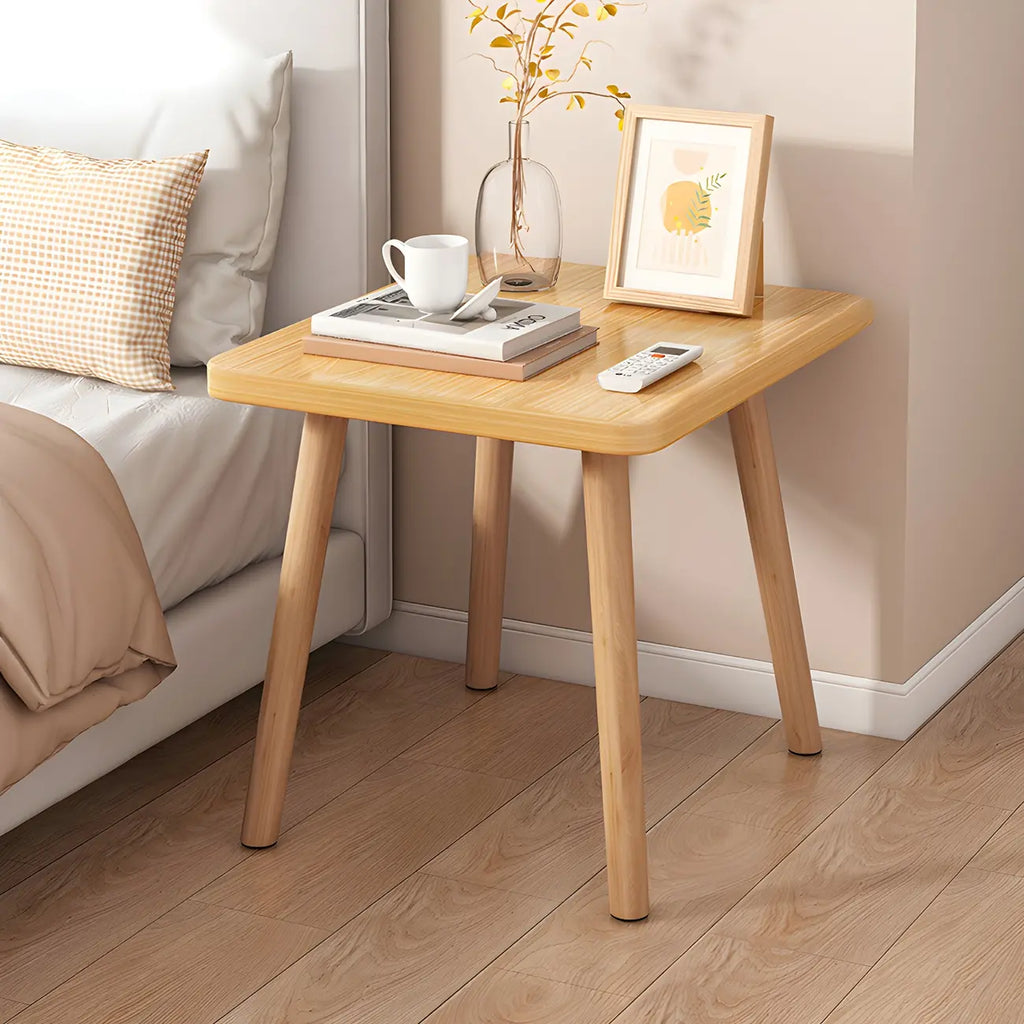 Table de chevet ronde contemporaine en bois avec étagère