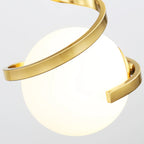 Suspension design blanche boule avec structure métallique linéaire pour chevet