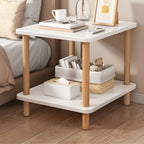 Table de chevet ronde contemporaine en bois avec étagère