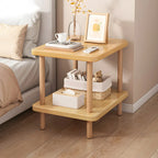 Table de chevet ronde contemporaine en bois avec étagère