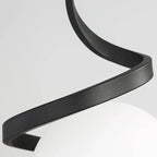 Suspension design blanche boule avec structure métallique linéaire pour chevet
