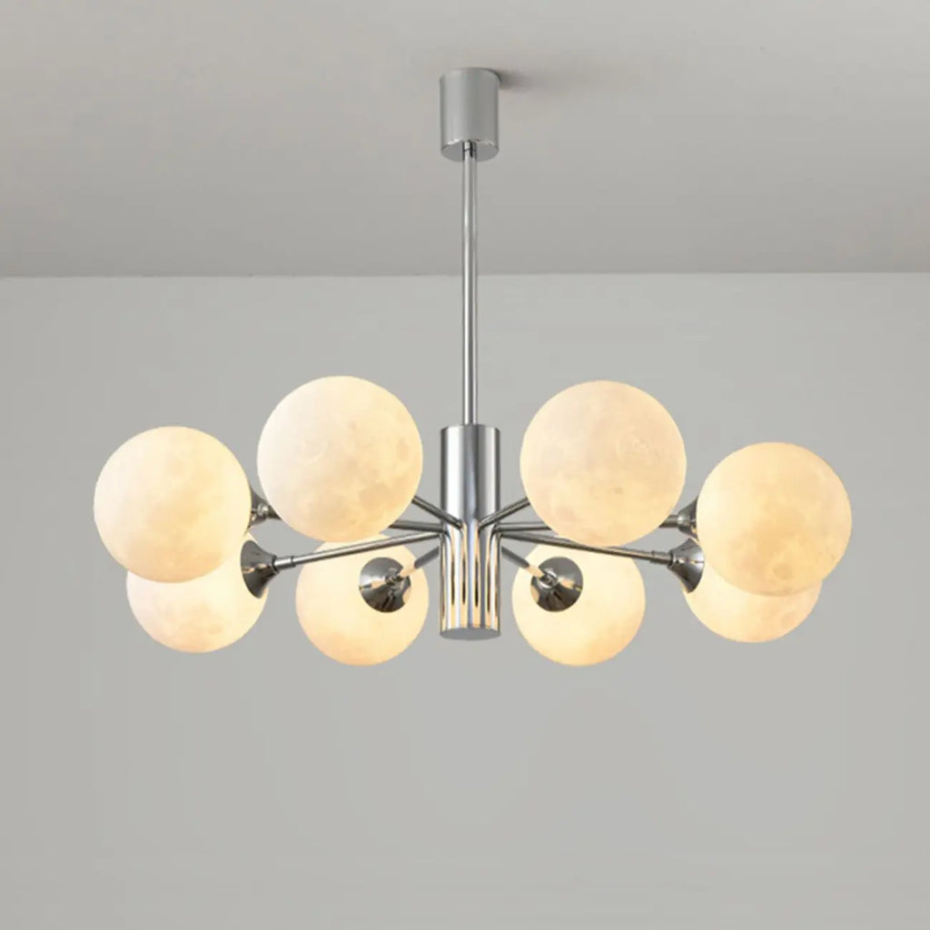 Lustre Sputnik chromé moderne avec abat-jour globe