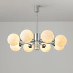 Lustre Sputnik chromé moderne avec abat-jour globe
