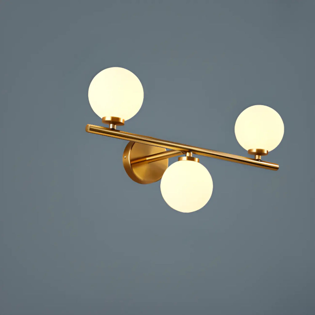 Lampe de coiffeuse médiévale en forme de globe doré avec abat-jour en verre