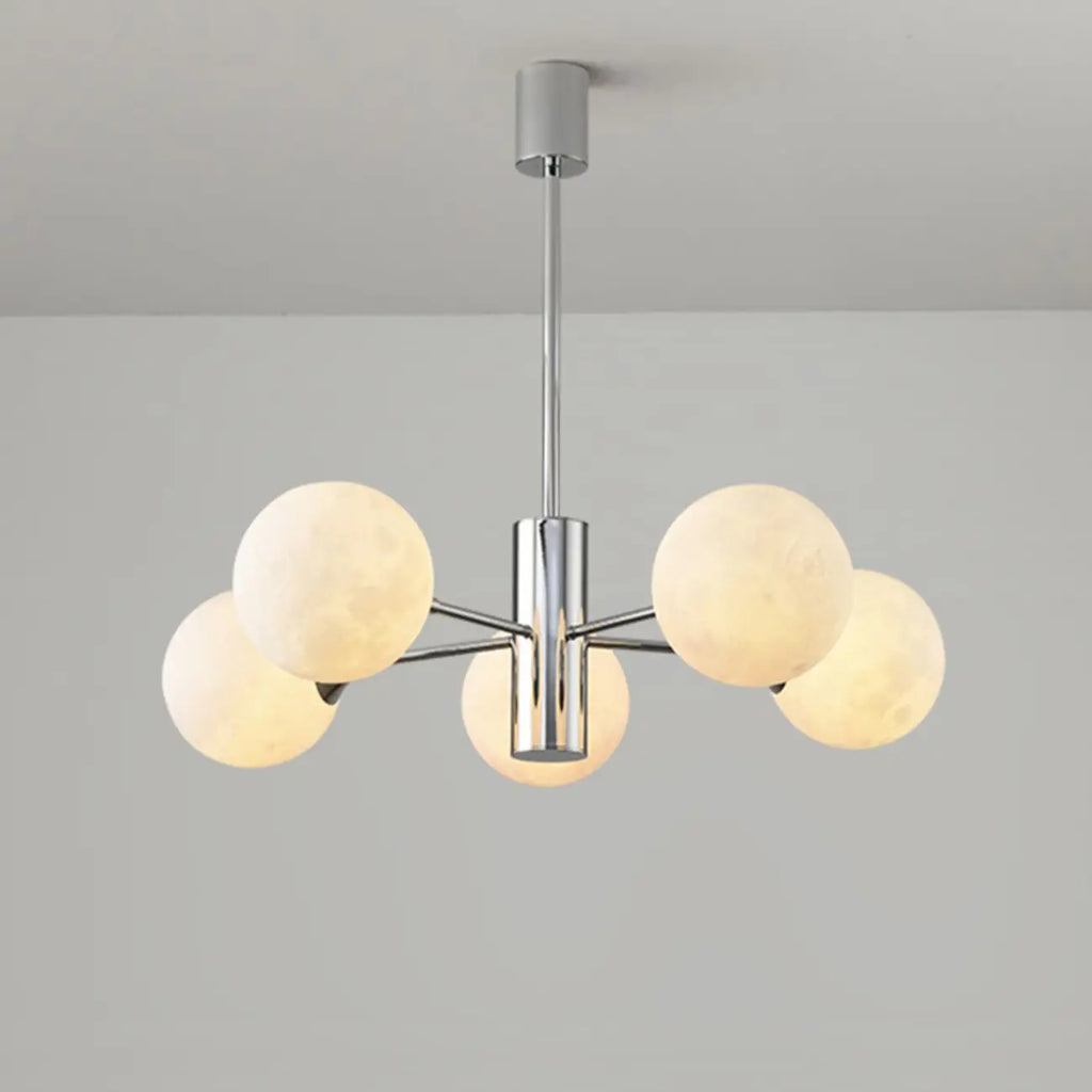 Lustre Sputnik chromé moderne avec abat-jour globe