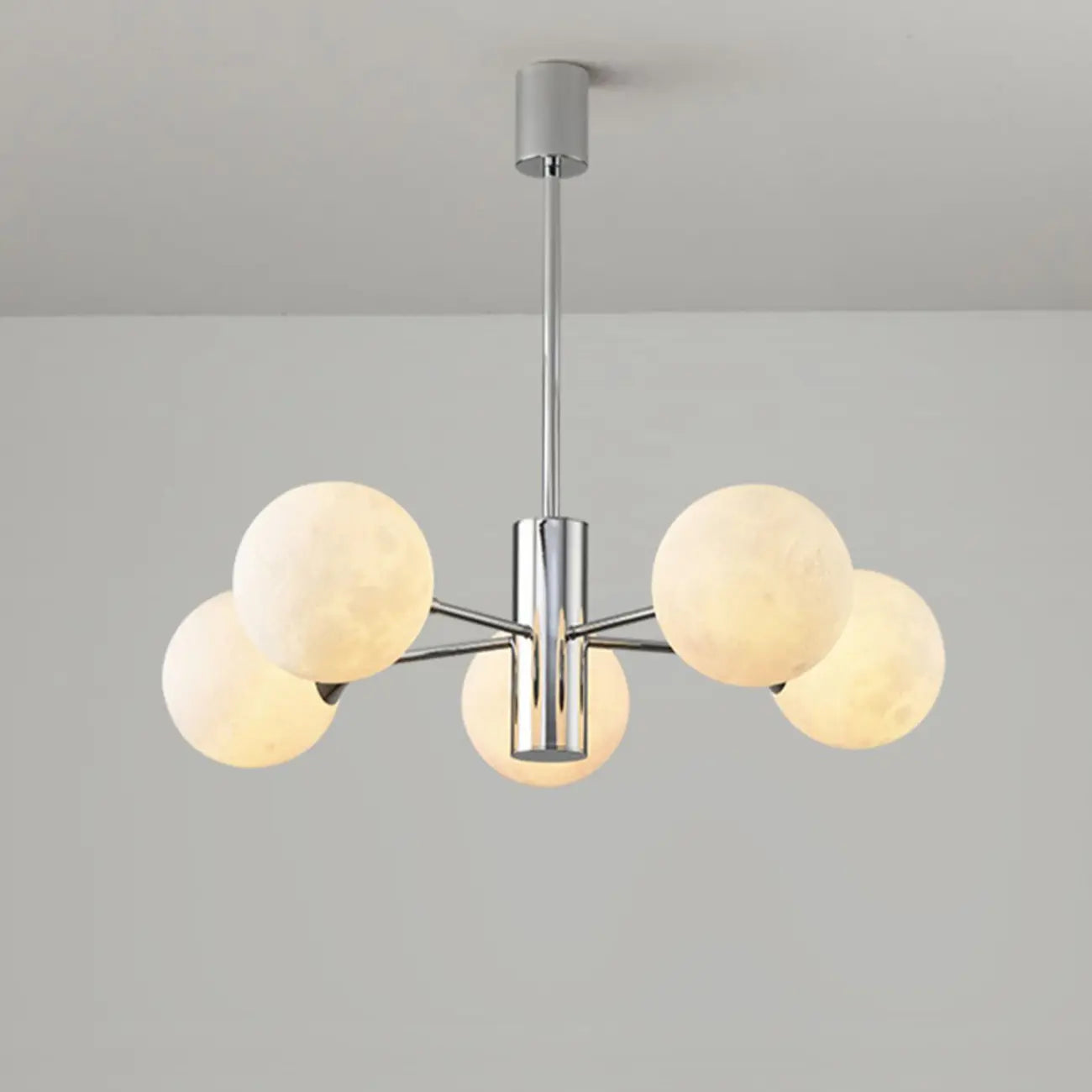 Lustre Sputnik chromé moderne avec abat-jour globe
