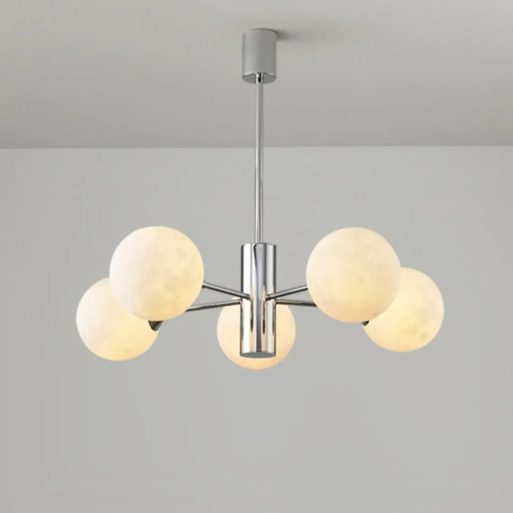 Lustre Sputnik chromé moderne avec abat-jour globe