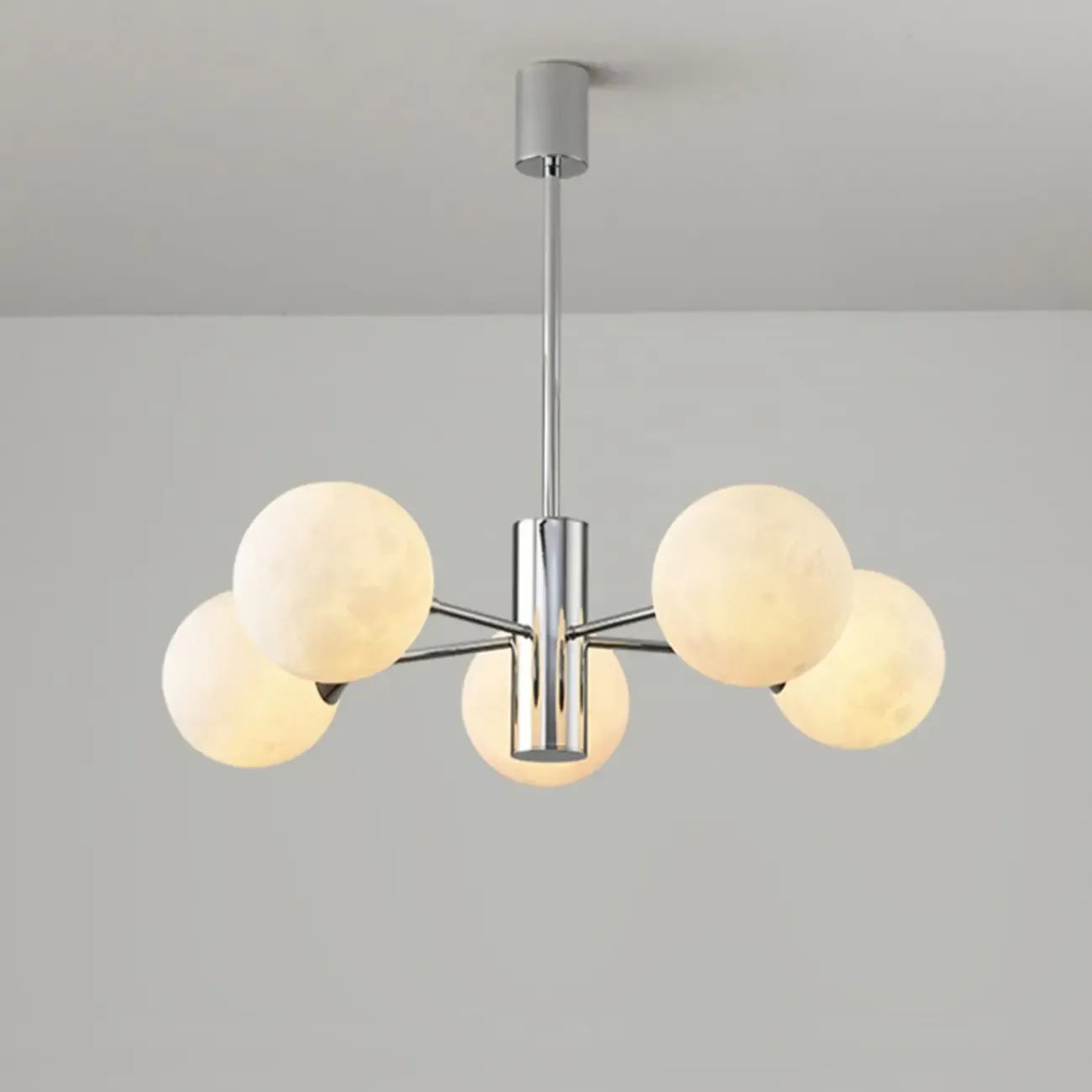 Lustre Sputnik chromé moderne avec abat-jour globe