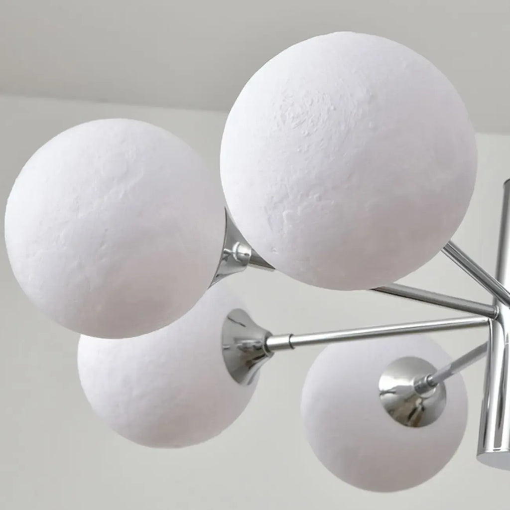 Lustre Sputnik chromé moderne avec abat-jour globe