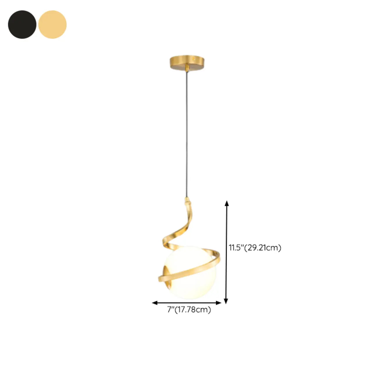 Suspension design blanche boule avec structure métallique linéaire pour chevet