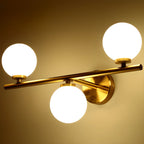 Lampe de coiffeuse médiévale en forme de globe doré avec abat-jour en verre