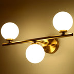 Lampe de coiffeuse médiévale en forme de globe doré avec abat-jour en verre