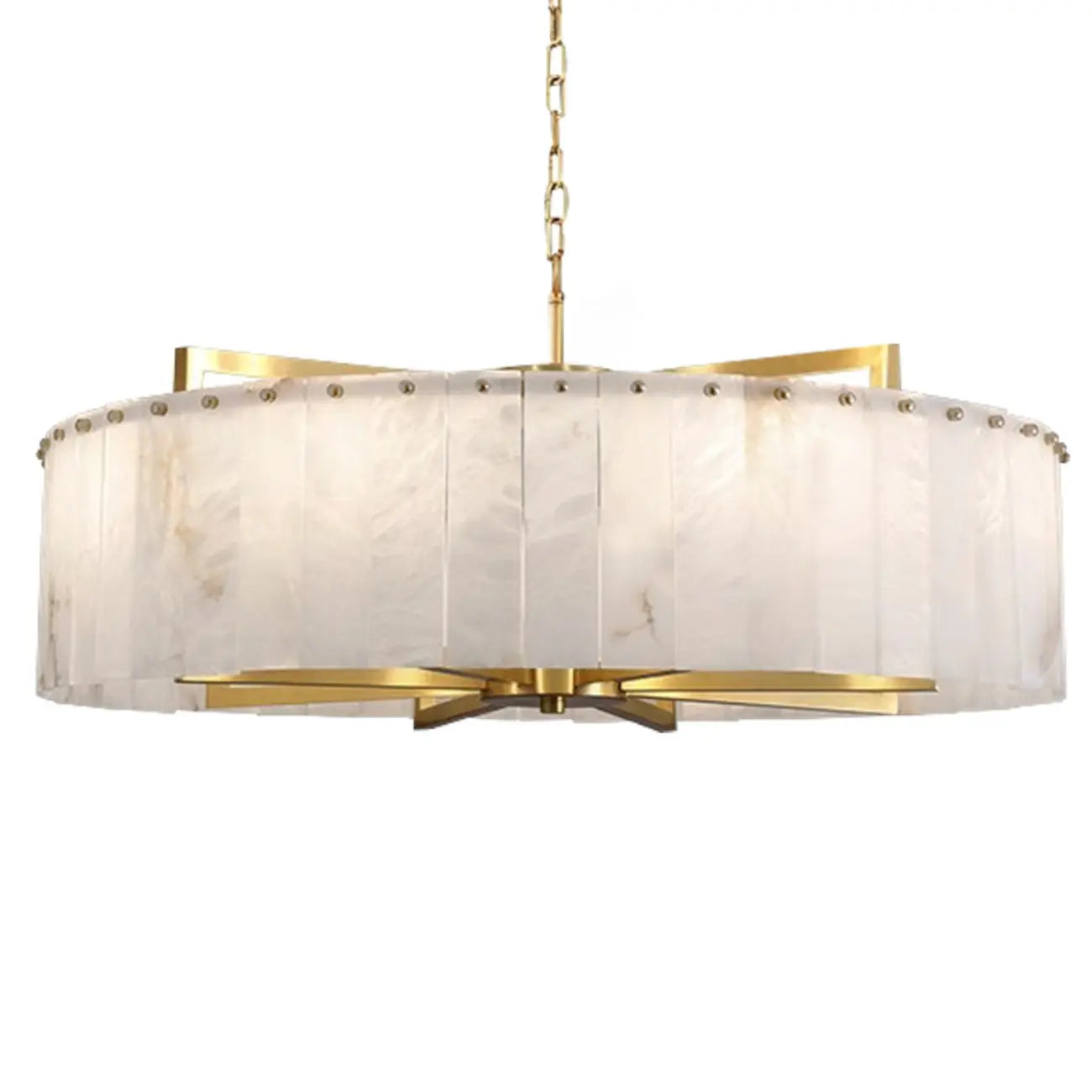 Lustre rond en marbre réglable avec abat-jour en feuille