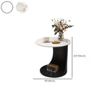 Table d'appoint classique en marbre blanc en forme de C avec piètement en métal doré