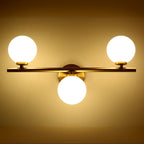 Lampe de coiffeuse médiévale en forme de globe doré avec abat-jour en verre