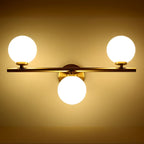 Lampe de coiffeuse médiévale en forme de globe doré avec abat-jour en verre