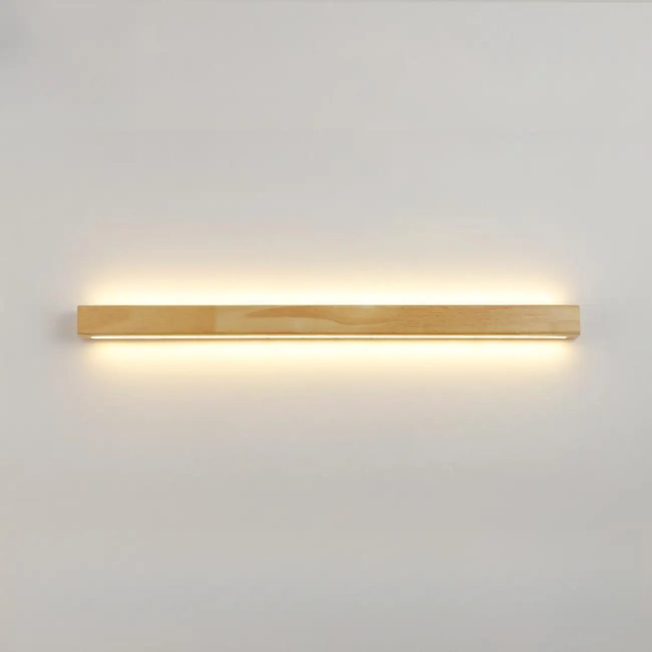 Applique murale moderne linéaire en bois avec double abat-jour et LED