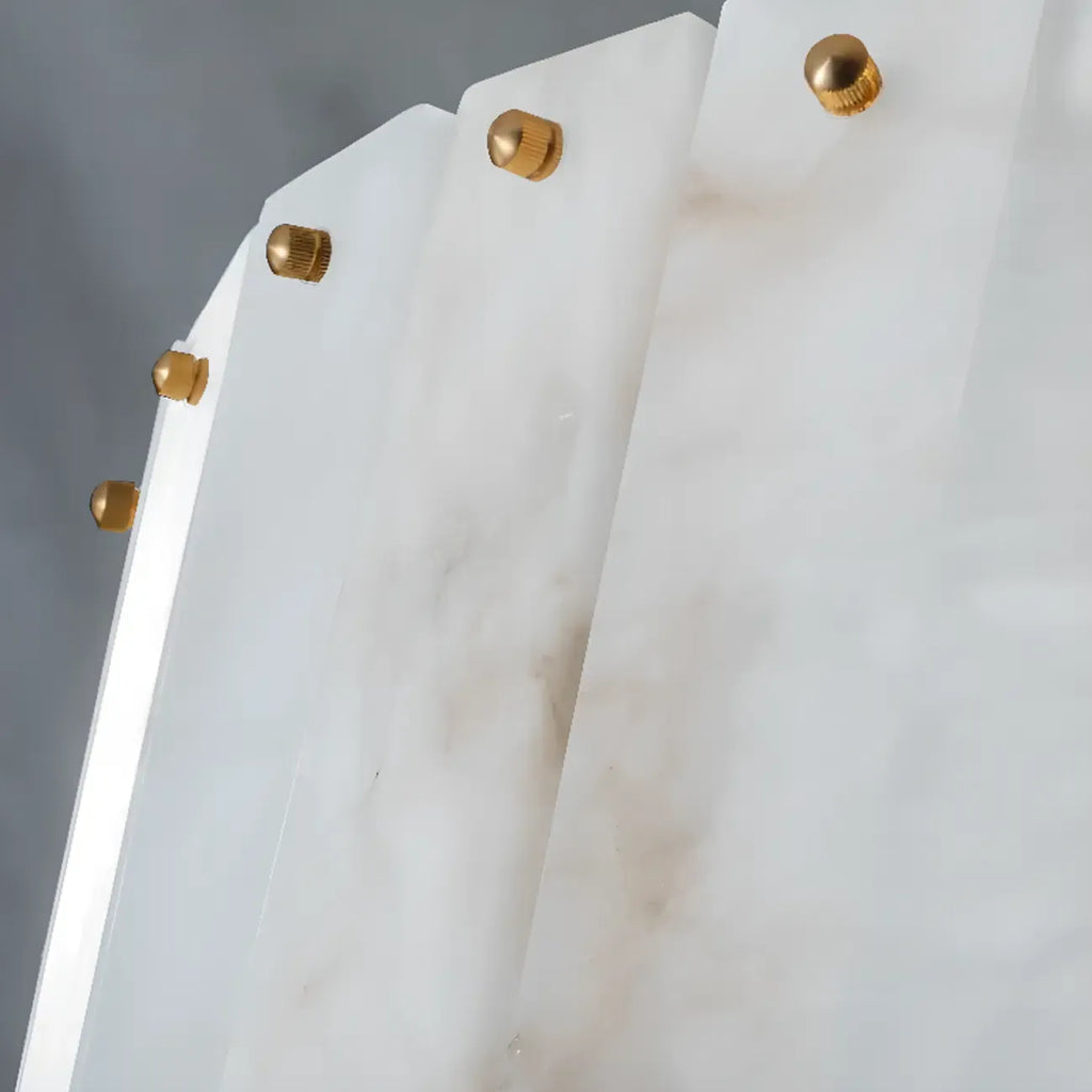 Lustre rond en marbre réglable avec abat-jour en feuille