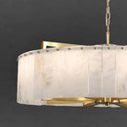 Lustre rond en marbre réglable avec abat-jour en feuille