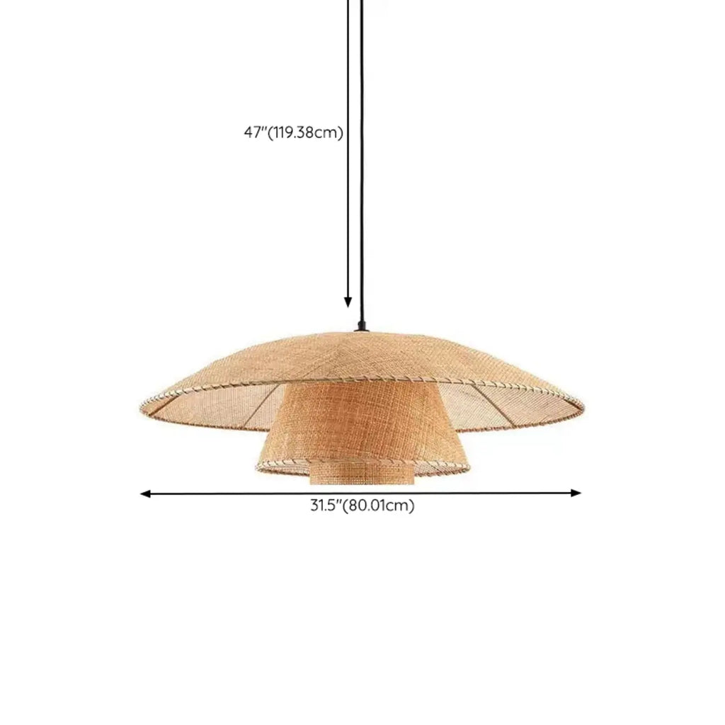 Suspension LED florale artisanale design avec pétales en rotin