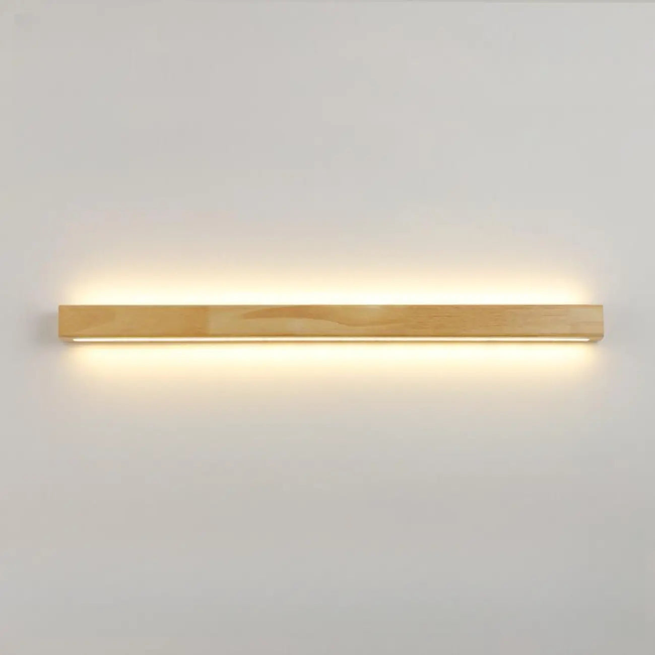 Applique murale moderne linéaire en bois avec double abat-jour et LED