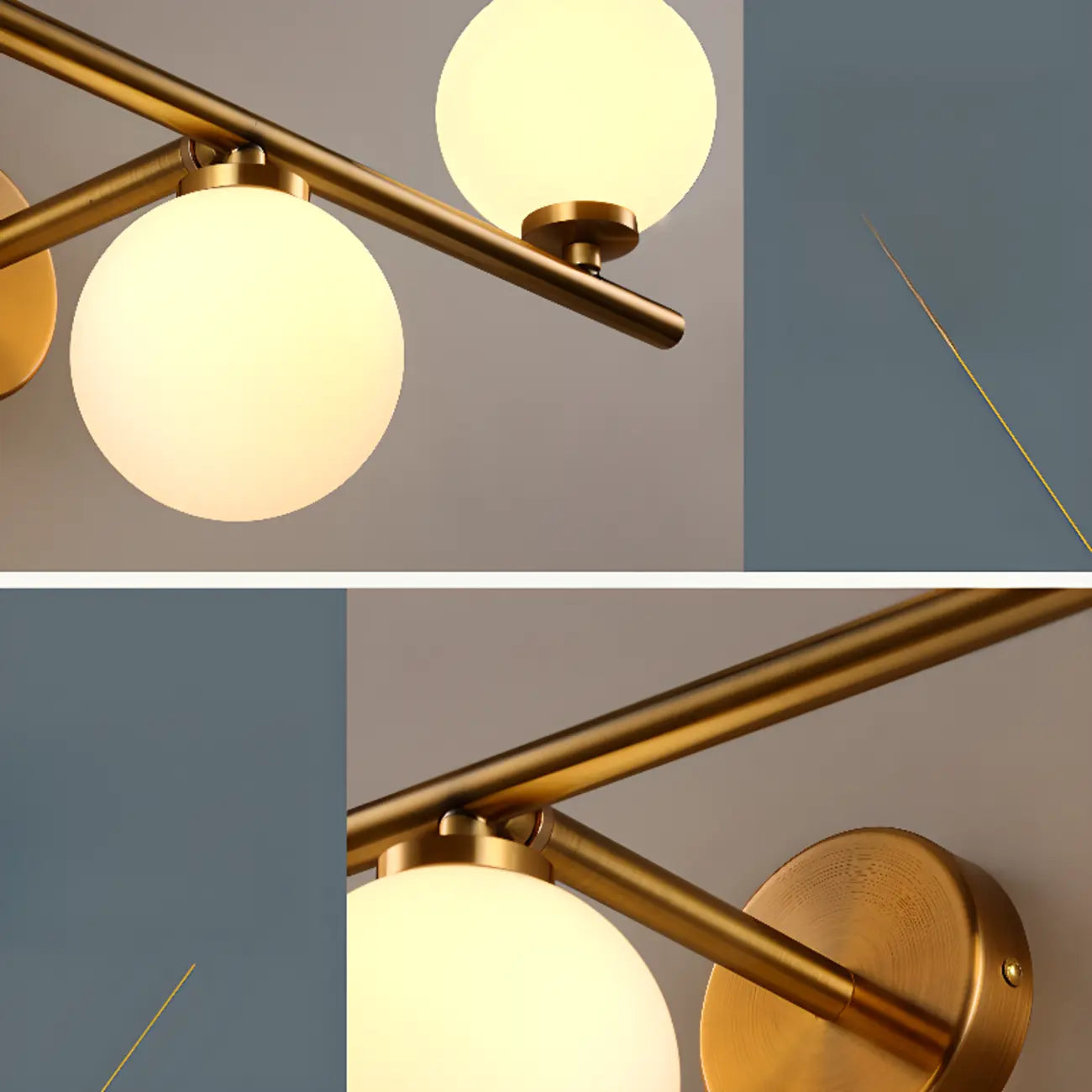 Lampe de coiffeuse médiévale en forme de globe doré avec abat-jour en verre