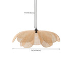 Suspension LED florale artisanale design avec pétales en rotin