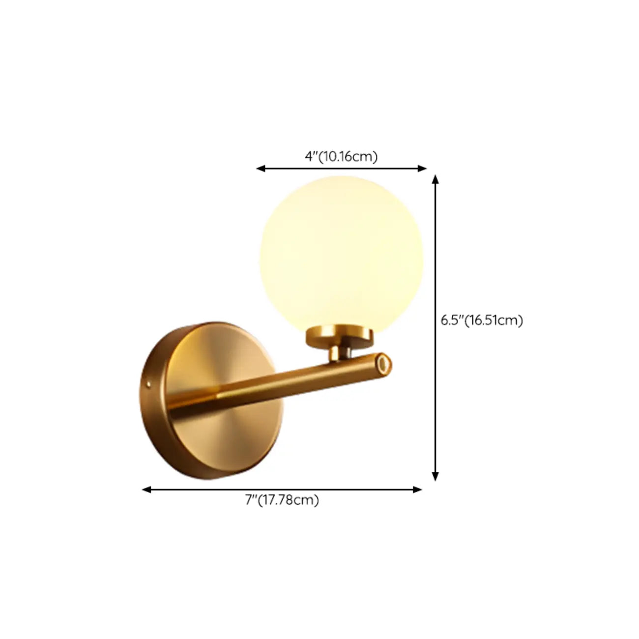 Lampe de coiffeuse médiévale en forme de globe doré avec abat-jour en verre
