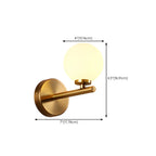 Lampe de coiffeuse médiévale en forme de globe doré avec abat-jour en verre
