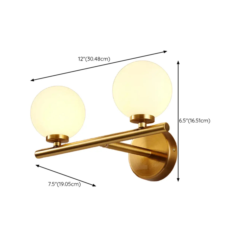 Lampe de coiffeuse médiévale en forme de globe doré avec abat-jour en verre