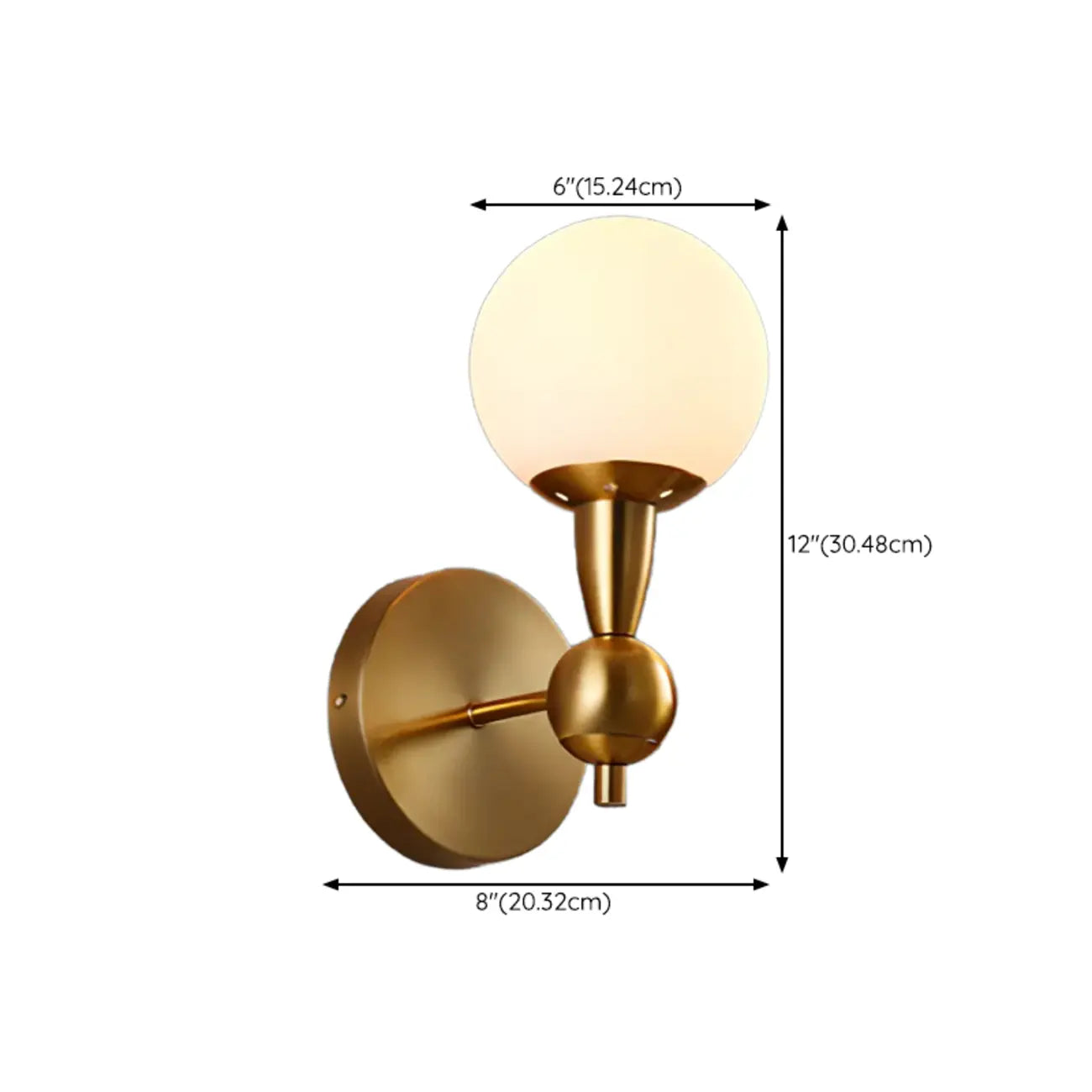 Lampe de coiffeuse médiévale en forme de globe doré avec abat-jour en verre
