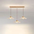 Suspension florale élégante en verre transparent à 3 lumières
