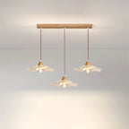 Suspension florale élégante en verre transparent à 3 lumières