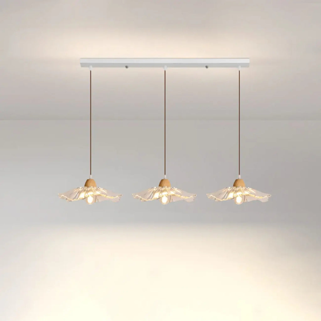 Suspension florale élégante en verre transparent à 3 lumières