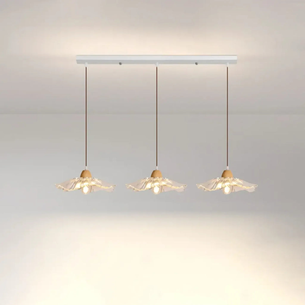 Suspension florale élégante en verre transparent à 3 lumières