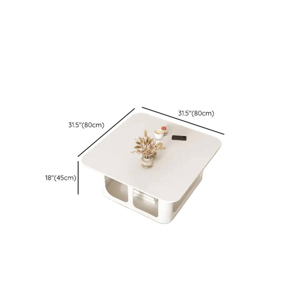 Table basse rectangulaire minimaliste en bois avec rangement