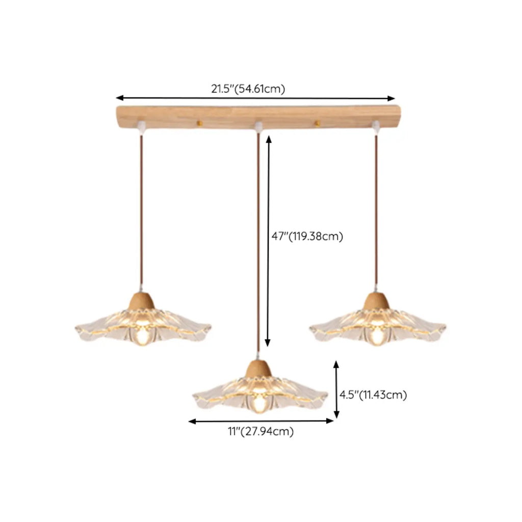 Suspension florale élégante en verre transparent à 3 lumières