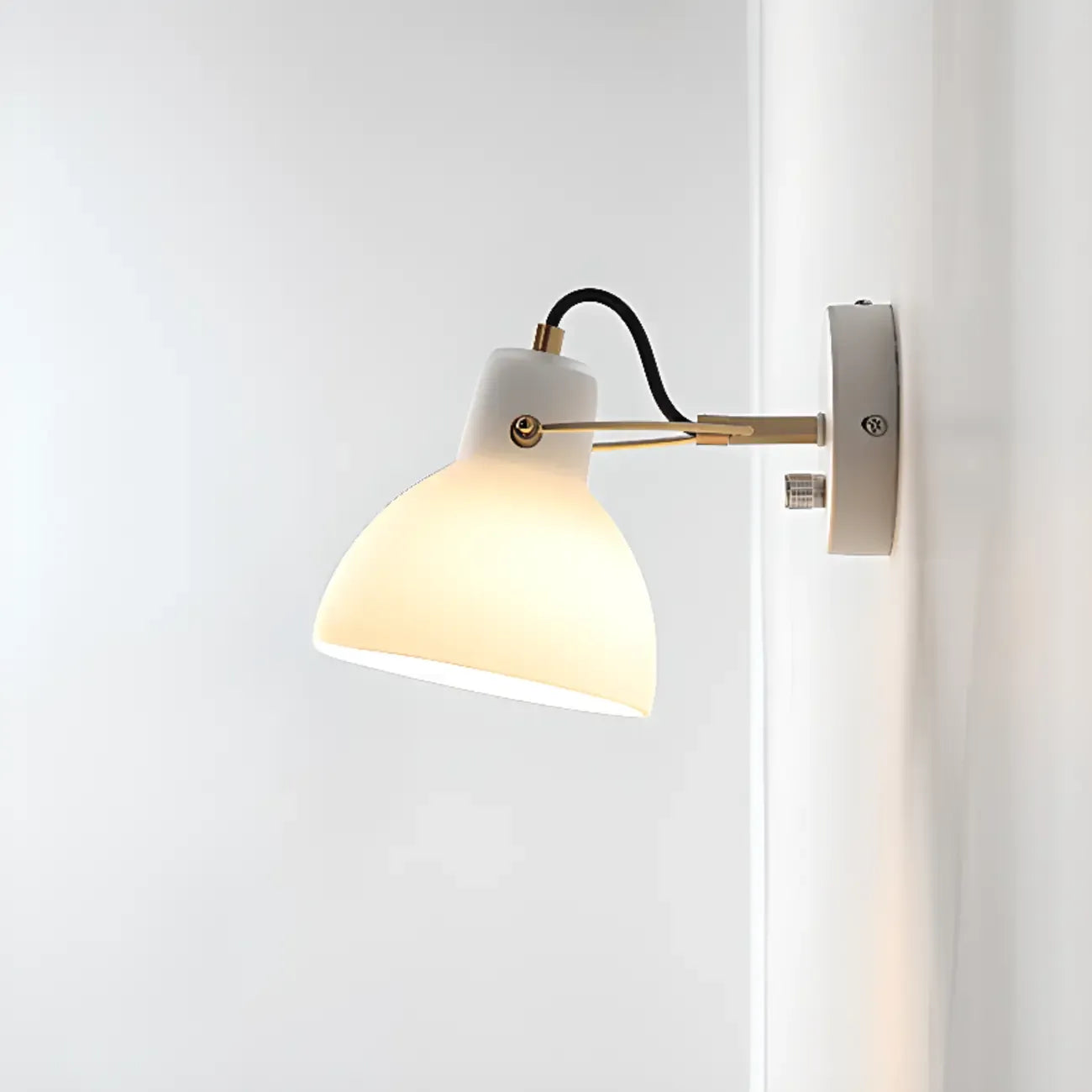 Applique murale hémisphérique en verre à 1 lumière pour salle de bain