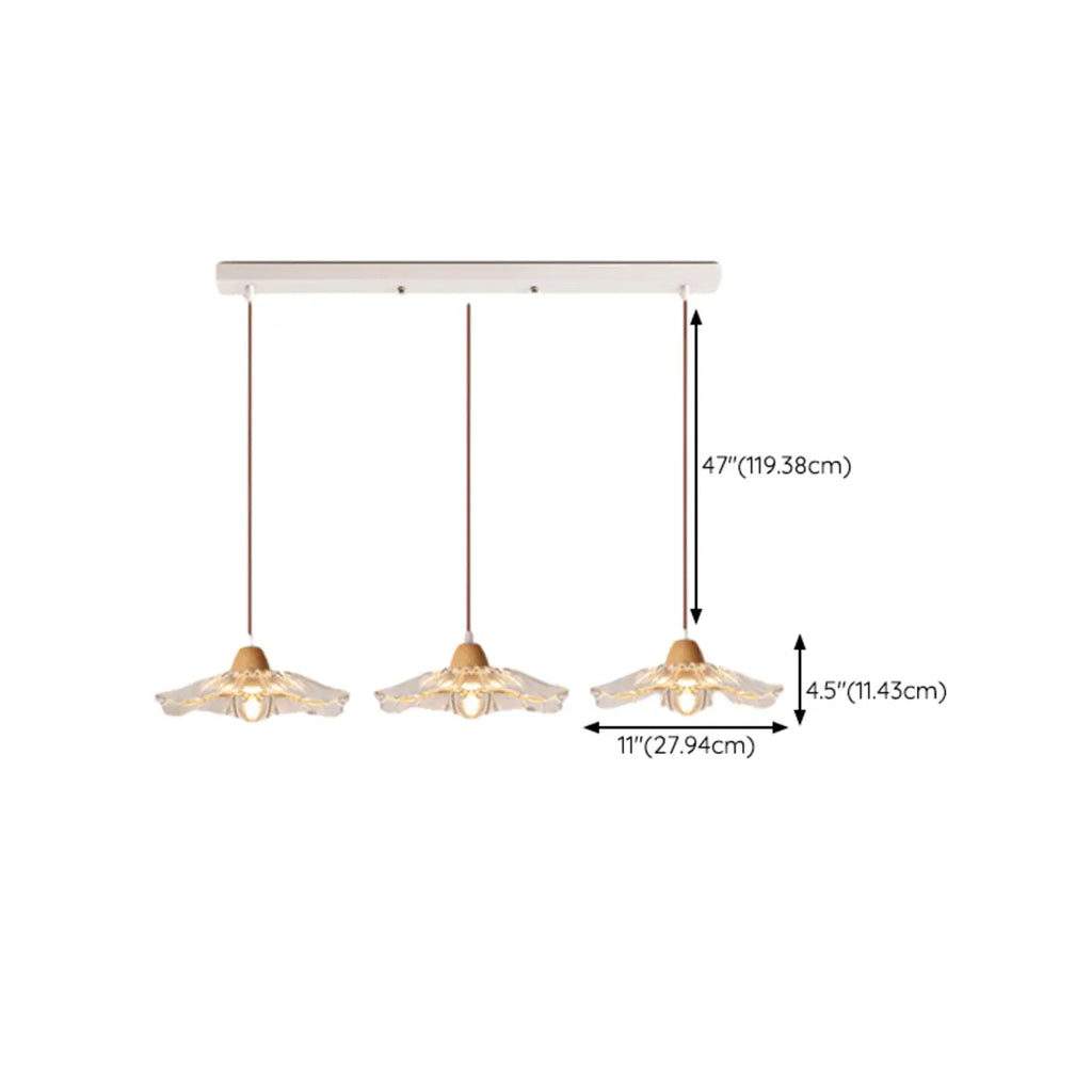 Suspension florale élégante en verre transparent à 3 lumières