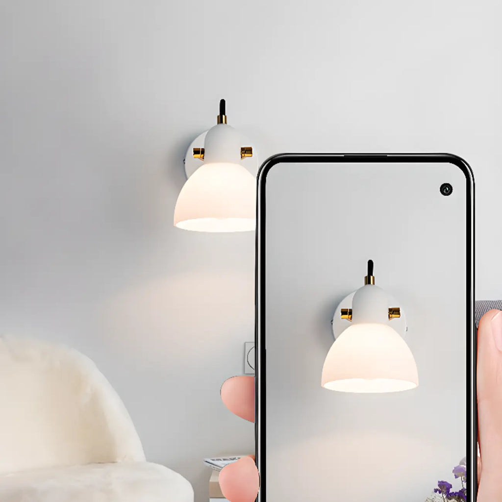 Applique murale hémisphérique en verre à 1 lumière pour salle de bain