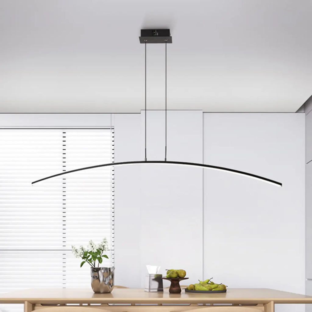 Suspension LED linéaire noire en gel de silice pour îlot de lumière en forme d'arche
