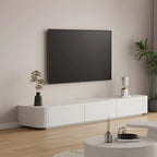 Meuble TV minimaliste en bois blanc avec gestion des câbles optimisée