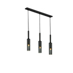 Suspension cylindrique en verre gris pour îlot de cuisine